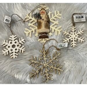 Kurt S Adler Victorian Santa Snowflake Midwest Cristmas Ornament Lot 4 Set